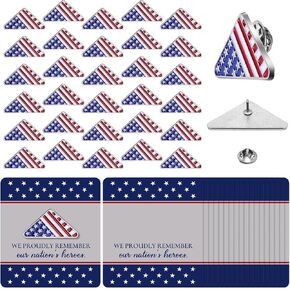 30 Sets Patriotic Pins on Card Folded American Flag with Cards Bulk Memorial Day 4th of July Gifts American Flag Lapel Pin for Memorial Day Veterans Day 4th of July Men Women Clothes Bags