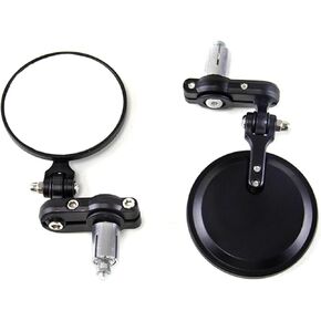 Universal 7/8"" 22mm Motorcycle Round Mirrors Folding Handlebar End Rearview Side Mirror for Honda Scooter Suzuki Yamaha Kawasaki and More, black, XBM0173
