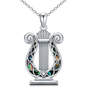 YFN Lyre قلادة الفضة الاسترليني أبولو Lyre قلادة الموسيقى والمجوهرات هدية للنساء الفتيات