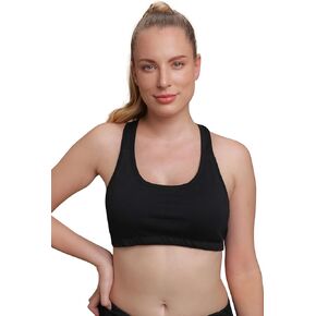 Cottonique Women's Hypoallergenic Racer Back Croptop Bra (11, Black)