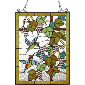 شنق النافذة الزجاجية الملون ، مربعة مربعة تيفاني الزجاجية لوحة Suncatchers للديكور المنزلي ، وأفكار هدايا لعيد ميلاد عيد الفصح 17 "عريضا من 22" ارتفاع