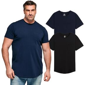 قمصان جيب كبيرة وثابتة قوية للرجال-القطن الممتاز الطول أطول طول رجال قميص طاقم طاقم (XL-8XL)