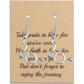 Happiness Serotonin Molecule Y Necklace Chemistry Jewelry Science Teacher Gifts for Science Lovers (Happiness Serotonin Earrings)