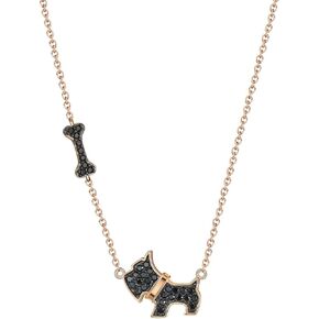 مجموعة Ginger Lyne Collection Scottie Dog Bone Bone Netclace Netclace Stud أقراط أو مجموعة من الذهب الوردي على الفضة الاسترليني أسود زركونيا سحر جرو عاشق هدايا PAW Pet Jewelry for Women and Mom