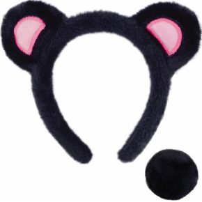 Bear Ears Headband and Tail Set for Women, Cosplay Halloween Animal Costume Accessories in Saudi Arabia