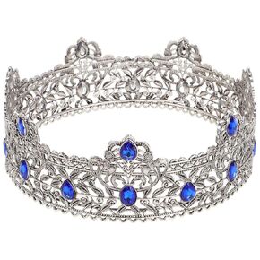 FRCOLOR Rhinestones King Crown for Men Baroque Royal Costume Accessory Zinc Alloy Vintage Tiara Crowns for Prom Wedding Birthday Halloween Party