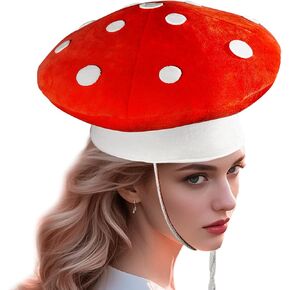 Red & White Spotted Mushroom Hat, Polyester, One Size (Fits head circumference approx. 22-23.6 inches), Unisex-Adults, Halloween, Cosplay