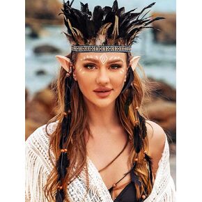 GORTIN Boho Feather Headband Indian Headdress Native American Costume Hair Accessories for Women