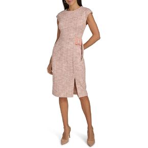 Calvin Klein Women's Tweed Cap Sleeve Belt Basic Dress