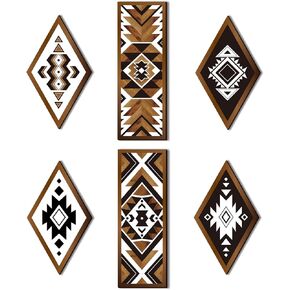 Tatuo 6 PCS Farmhouse Southwest Home Wall Decor Frame Wall Hanging Boho Modern Abstrict Art Prints Decorts Wooden For Bedroom Bathroom Apartment Mexican Decor