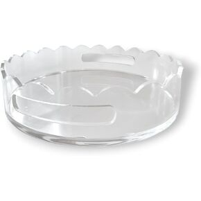 Acrylic Scalloped Round Tray with Handles - 10" Diameter
