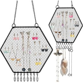 jetec 2 pcs arring arring wallder waller aptring arring arring orgenizer hanging jewelry careative displative diamond machis display with with a bracelect for arics netclace (الذهب) (الذهب)