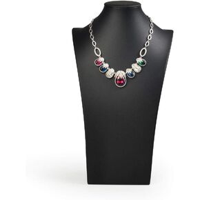 Oirlv Black Leatherette Necklace Pendant Chain Jewelry Bust Display Holder Stand (H15.34)