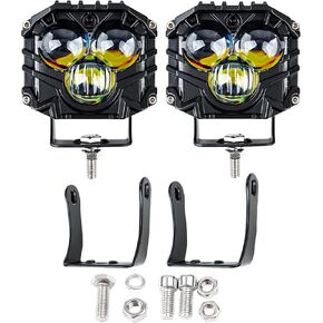 2.5 بوصة LED LED LID Three-Eye-Eye LED FOG/Driving/Off Road Lights Cube SPO SPO SPOS CONFS LIGHT DT CONNECTOR لقارب الشاحنة ATV UTV (2PCS PINK)