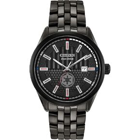 Citizen Men's Eco-Drive Star Wars Darth Vader Limited Edition Watch and Pin Box Set ، Watch Black Ion Pluged Stainless Steel و White Dial و 3 Hand و 41mm (Model: BM7255-61W)