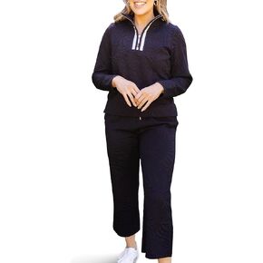 Mary Square Women's Casual Tracksuit Outfit, Lula Style Pullover and Pant Set, Polyester Floral