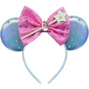 Princess Mouse Ears Headband for Adult Sequin Bows Mouse Ears Cute Headband Fairy