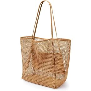 Mesh Beach Tote Bag, Extra Large Shoulder Bag for Women, Pool Bag for Shopping, Travel & Vacation