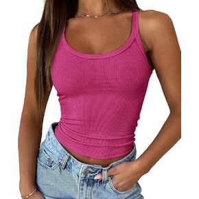 ATHMILE Women Tank Top Sleeveless Scoop Neck Form Fitting Ribbed Knit Basic Cami Shirts
