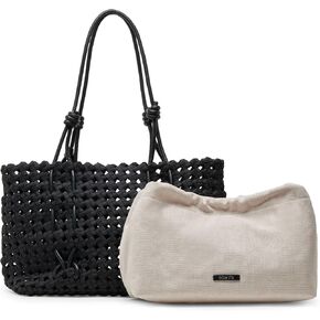 Dolce Vita Logan 2-for-1 Woven Tote, Black