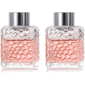 2PCS 50ml/1.7oz Glass Diffuser Bottles Set with Cap, Small Square-Shaped Essential Oil Container, DIY Replacement Diffuser (Water Cube)