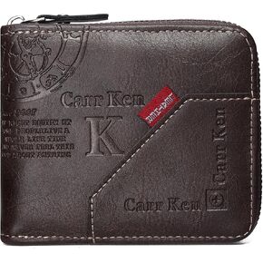 Mens wallet Leather wallet men Wallet Zipper RFID Bifold Wallet for Men ID card Window Credit Card Coin Photo Multifunction Card Slots Gift for Him,Black