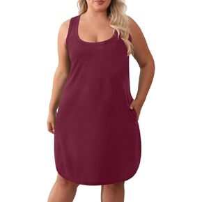 DouBCQ Womens Plus Size Tank Nightgowns Sleeveless Sleepshirts Wide Strap Sleepwear Sleep Dress L-4XL