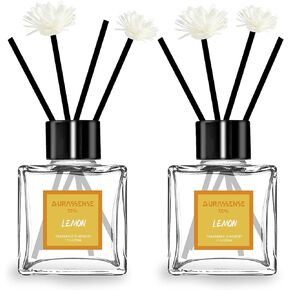 Reed Diffuser Set - 2 Bottles (1.69 fl oz/50ml Each) with 8 Sticks & 4 Decorative Flowers, Gardenia Aromatherapy Fragrance for Home, Bathroom, and Office Decor (Gardenia)