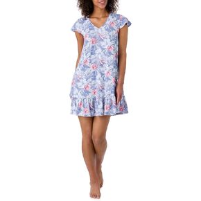 Tommy Bahama - Women's Short Nightgown, Short Sleeve Stretch Jersey Ruffle Hem Dress for Sleep or Lounge