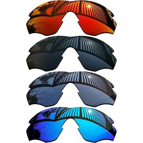 4 قطع العدسات البديلة لـ Oakley M2 Frame OO9212 نظارة شمسية - سوداء صلبة+التيتانيوم+جليد أزرق+حمراء حمراء