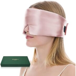 100% Mulberry Silk Sleep Mask, Large Size Travel Eye Masks for Side Sleepers, Adjustable Sleeping Mask for Women and Men, 100% Blackout Eye Mask for Sleeping Light Green