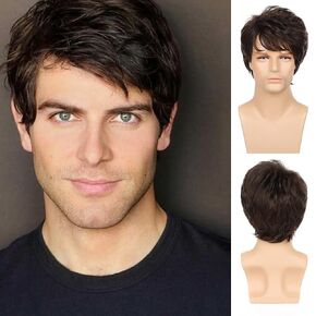 SALLCKS MENS قصيرة البني البني البني البني الاصطناعية الحزب Cosplay CoSplay CoSplay Complay Complay Complay Complay للرجال