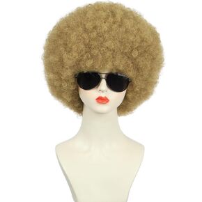 Yuehong قصيرة الفاتحة الفاتحة البني مجعد رقيق ديسكو 70S 80S AFRO