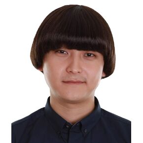 HPO Adult Men's Dark Brown Retro Straight Bowl Wig, Perfect for Cosplay, Flame-retardant Synthetic Fiber