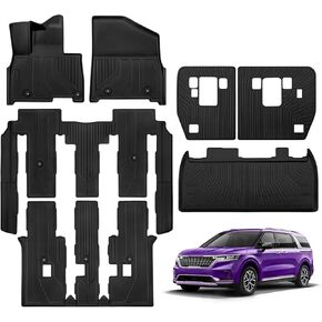 Floor Mats for Kia Carnival MPV Hybrid 8 Seat 2025 (Not Fuel) Full Set All Weather Carnival MPV Floor Mats for Kia Carnival Accessories 2025 TPE Back Seat Cover Protector