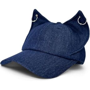 Y2K Fox Ears Cap Baseball With Iron Ring للجنسين جينز أبي قبعة حيوانات حيوانات الجرونج الجمالية قبعة جمالية