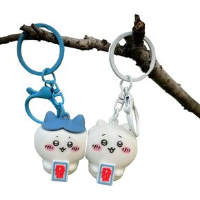 سلسلة مفاتيح Chiwa 2 Pack ، Best Keychian أفضل الهدايا له ، Chiwa و Hachi Keychain ، زوج مغناطيسي من Chiiwa و Hachi