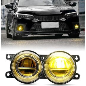 Xprite 500 ٪ Bright OEM نمط LED مصابيح الضباب مع العدسة الصفراء لـ Honda Civic سيدان 2016 2017 2018 2019 2020 2021 2022 2023 2024 2025 هوندا هاتشباك Fit Pilot CRV Accord Accord Odyssey Acura