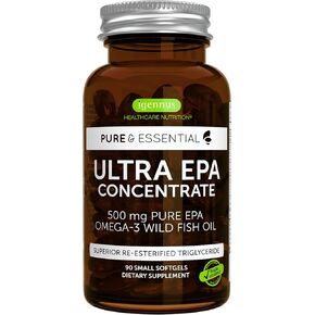 Igennus Ultra Pure Omega-3 EPA 500mg, Highly Concentrated IFOS Certified Wild Fish Oil, Advanced rTG Triglyceride Form, Non-GMO, 90 Small Softgels