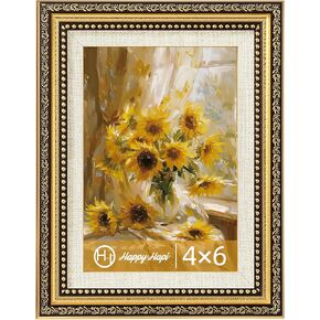 HappyHapi 8x10 إطار صورة ذهبية عتيقة ، 1 حزمة إطارات صور عتيقة مزخرفة للجدار أو عرض الطاولة ، الذهب 8x10 إطار الصور العتيقة ل décorrretro المنزل ديكور