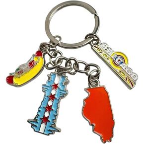 Westmon Works Chicago Keychain with Charms Metal Key Ring Souvenir of the Windy City