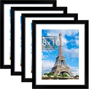 NEXCOVER 8x10 Picture Frame Black 2PK, 8 x 10 Photo Frame with Shatterproof HD Plexiglass, Picture Frames Collage for photos 5x7 with Mat or 8x10 Without Mat, Horizontal and Vertical for Wall Hanging or Tabletop