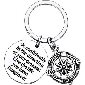 lauhonmin Compass Key Chain Go confidently in the direction of your dreams Live the life you have imagined (Compass)
