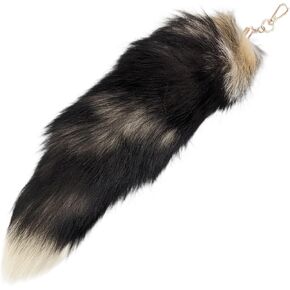 LVCOMEFFF FLUFFY REAL FOX FUR -TAIL CEYKIAN ضخمة THERIAN COSPLAY TOUY TOY LOCK