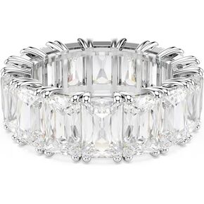 حلقة Swarovski Matrix Vittore ، قطع الرغيف الفرنسي ، واضحة ، ردوديوم ، الحجم 8