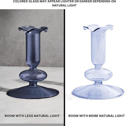 حاملي شموع لامبلوست ، مجموعة من حاملي شموع زرقاء ، 4.5 و 6.5 في حامل الشمعة الزجاجية ، يناسب الشموع الفائقة القياسية ، ديكور عصي الشمعة للقطاعات المركزية ، القهوة مائدة القهوة in Kuwait