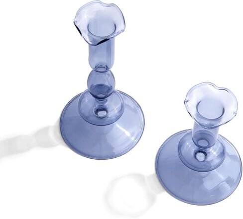 حاملي شموع لامبلوست ، مجموعة من حاملي شموع زرقاء ، 4.5 و 6.5 في حامل الشمعة الزجاجية ، يناسب الشموع الفائقة القياسية ، ديكور عصي الشمعة للقطاعات المركزية ، القهوة مائدة القهوة in Kuwait