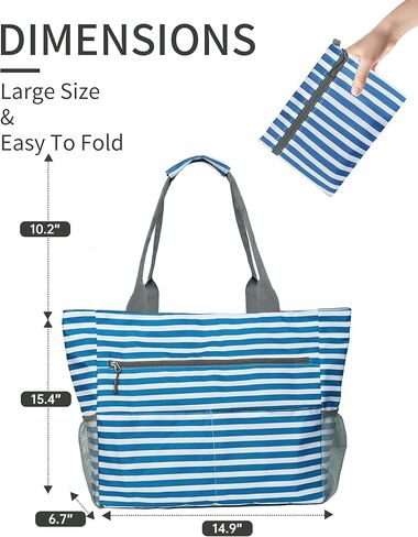 Beach Bag-Tote Bags for Women Waterproof Sandproof Beachs totes with zipper for Family Vacation Essential in Kuwait