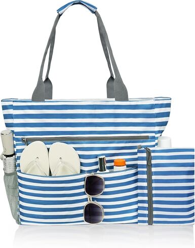 Beach Bag-Tote Bags for Women Waterproof Sandproof Beachs totes with zipper for Family Vacation Essential in Kuwait
