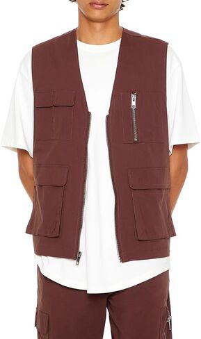 Forever 21 Men's Zip-up Utility Cargo Vest in Saudi Arabia